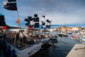 Blick auf Zentrum der Stadt Rovinj und Fischerboote