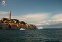Rovinj old town detail and cruiser ship